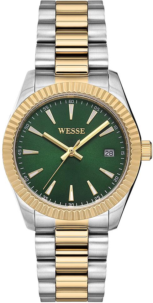 Wesse WWL301908 Takvimli 35 mm Altın-Gri Çelik Kordon Analog Kadın Kol Saati