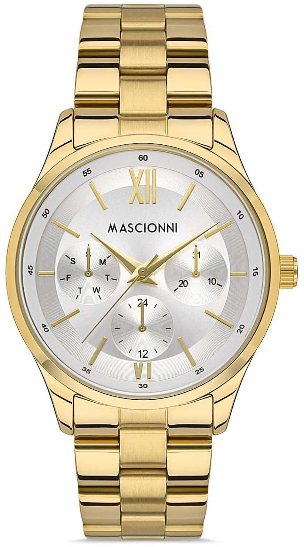 Mascionni M.1.1107A.04 Takvimli 36 mm Altın Çelik Kordon Analog Kadın Kol Saati