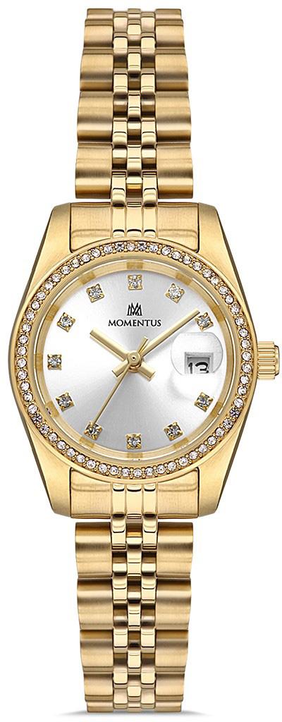Momentus SW135G-02SG Takvimli 26 mm Altın Çelik Kordon Analog Kadın Kol Saati