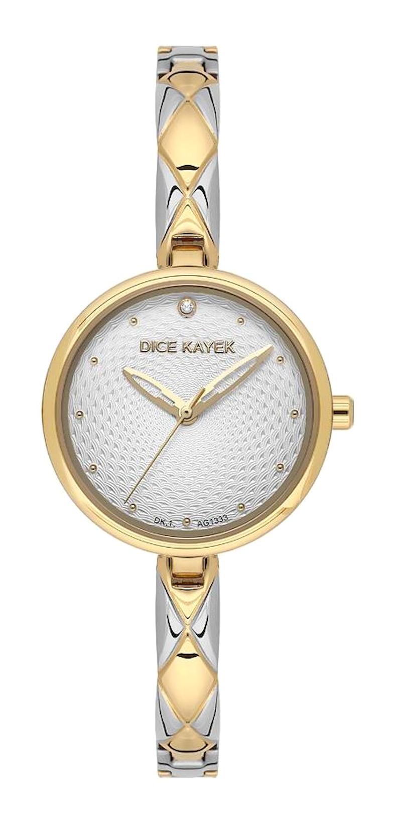 Dice Kayek DK.1.AG1333.03 28 mm Altın-Gri Çelik Kordon Analog Kadın Kol Saati