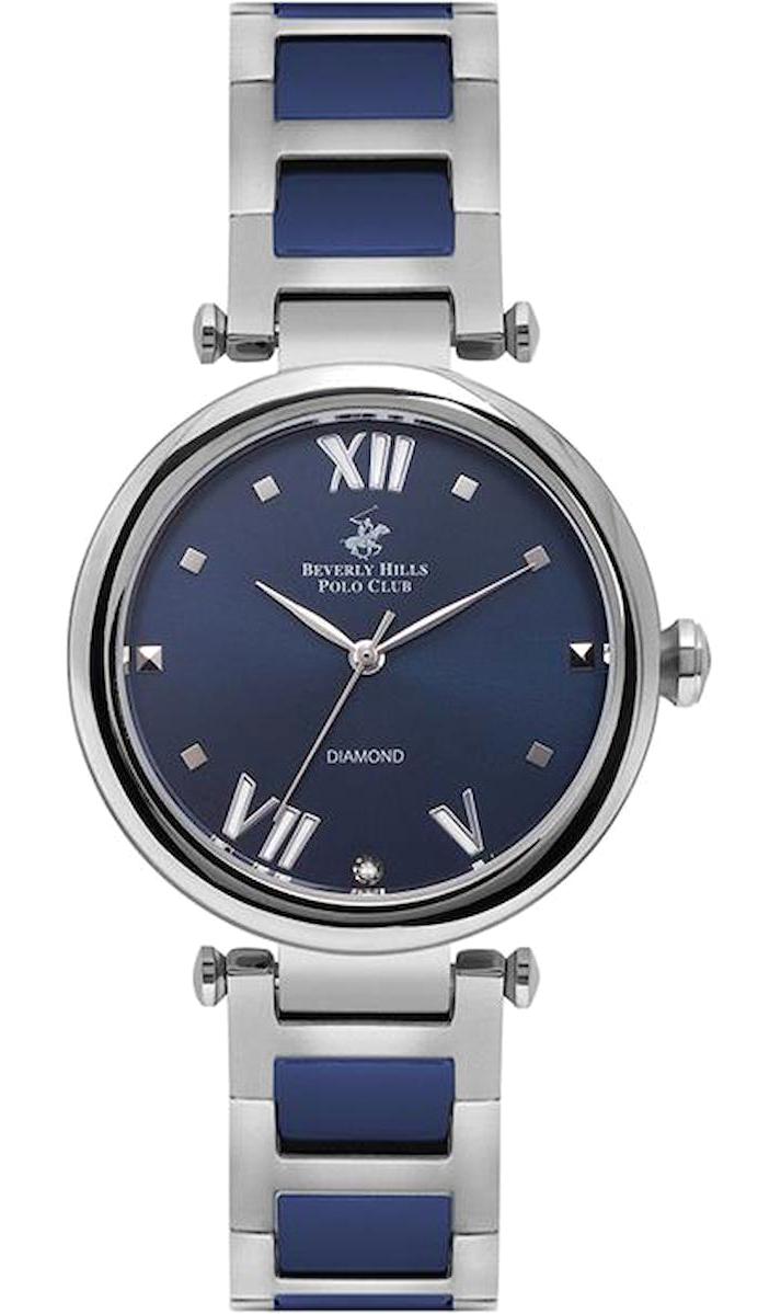Beverly Hills Polo Club BP3100X.390 36 mm Gri-Lacivert Metal Kordon Analog Kadın Kol Saati