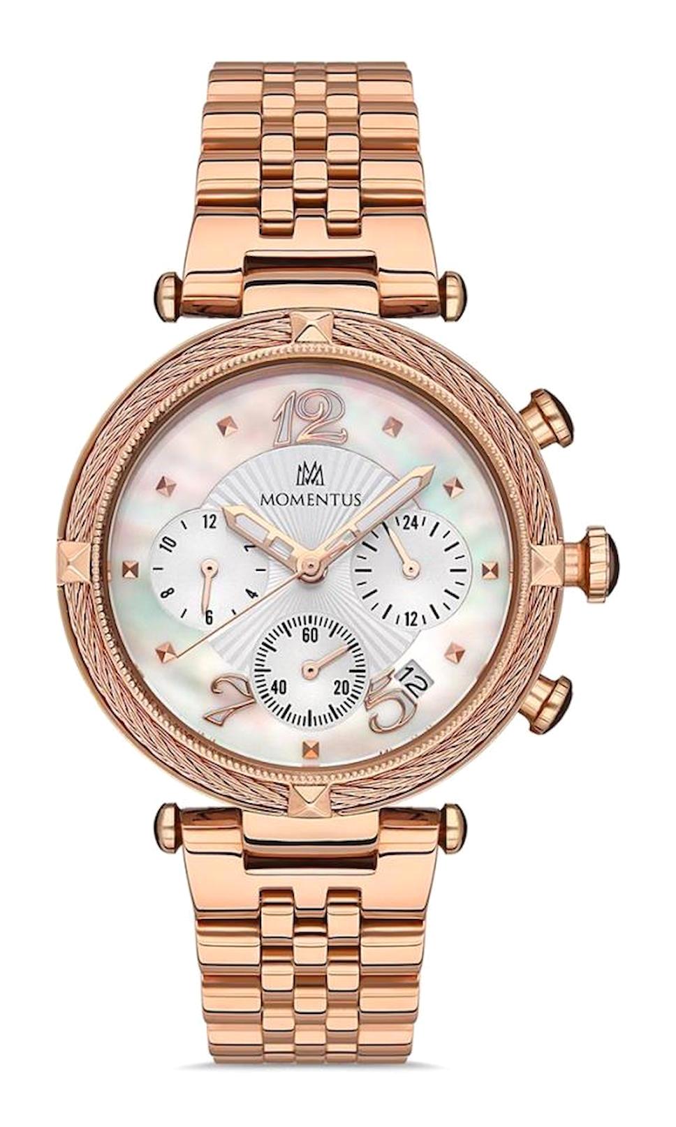 Momentus CS382R-02SR Takvimli 38 mm Rose Gold Çelik Kordon Analog Kadın Kol Saati