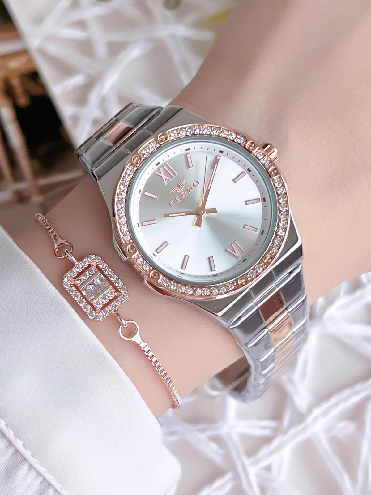 Ferro BFL21358-E 36 mm Gri-Rose Gold Çelik Kordon Analog Kadın Kol Saati