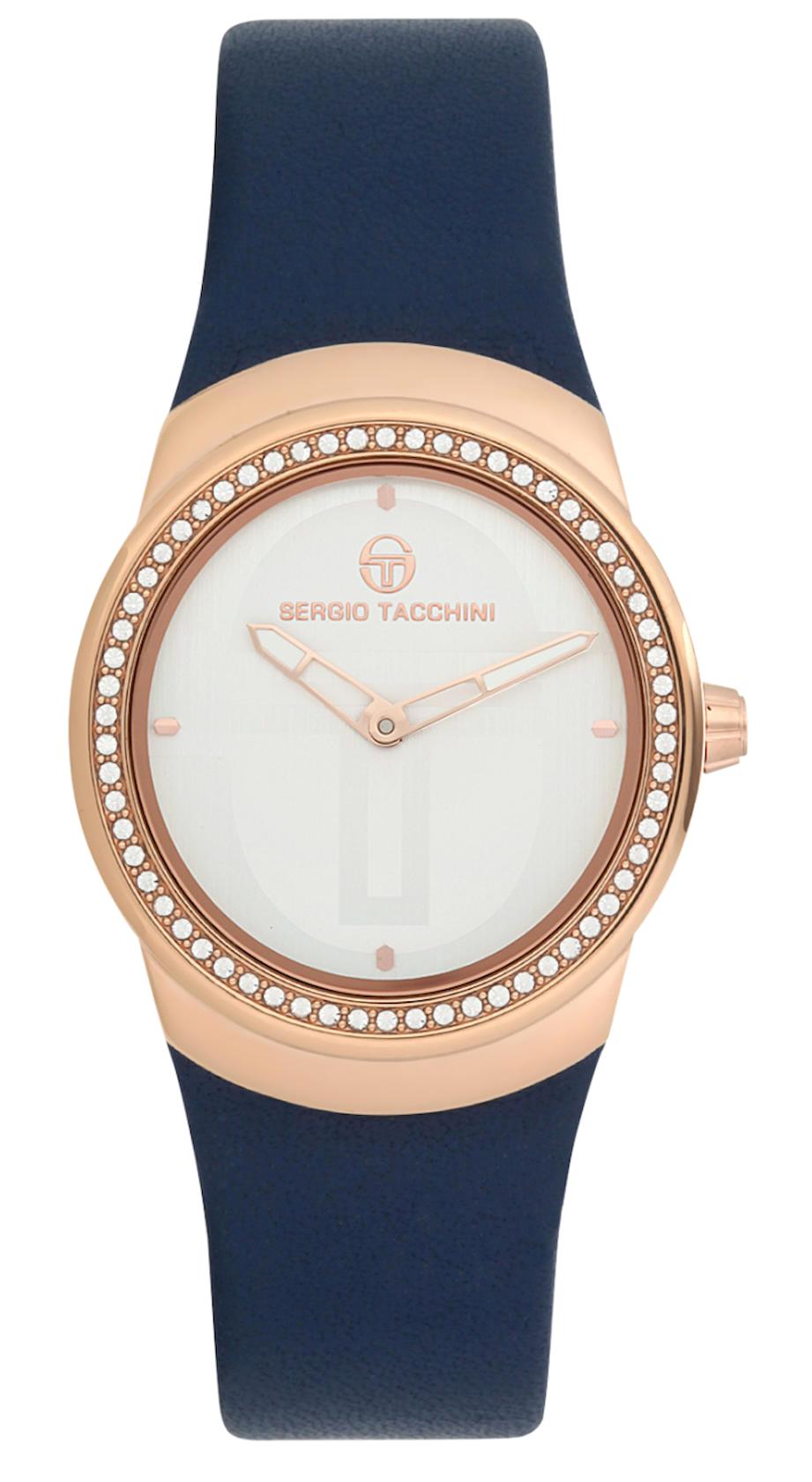 Sergio Tacchini ST.7.106.04 34 mm Lacivert Deri Kordon Analog Kadın Kol Saati