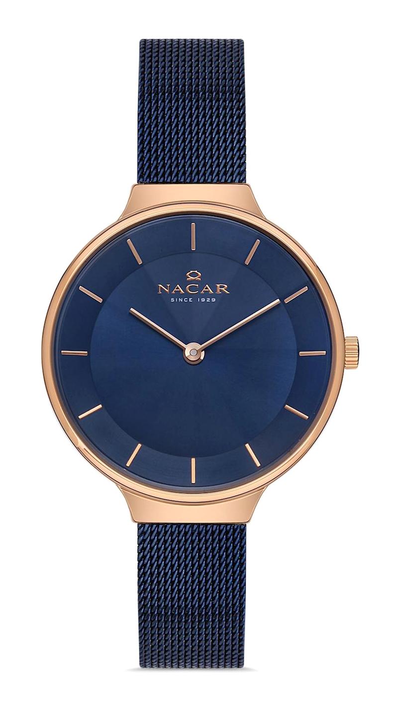 Nacar NC17-3920549-RLM 32 mm Mavi Hasır Kordon Analog Kadın Kol Saati