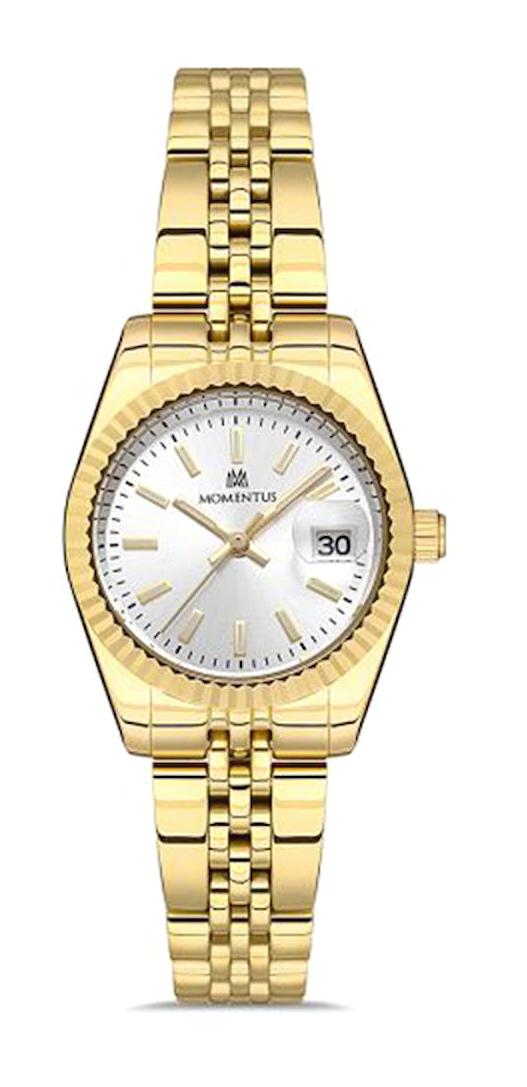 Momentus CS384G-02SG Takvimli 26 mm Altın Çelik Kordon Analog Kadın Kol Saati