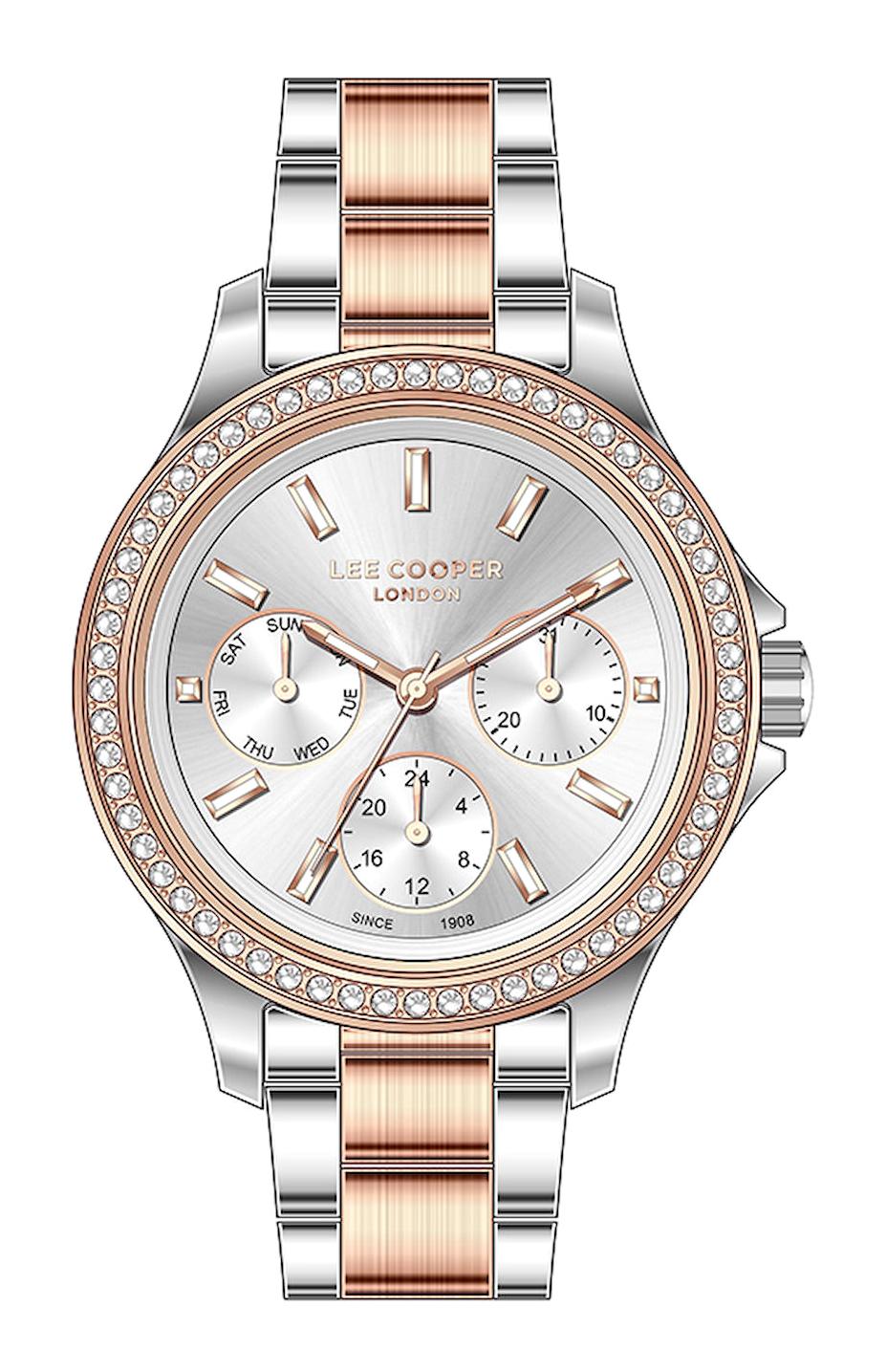 Lee Cooper LC07512.530-NM Takvimli 36 mm Altın-Gri Plastik Kordon Analog Kadın Kol Saati