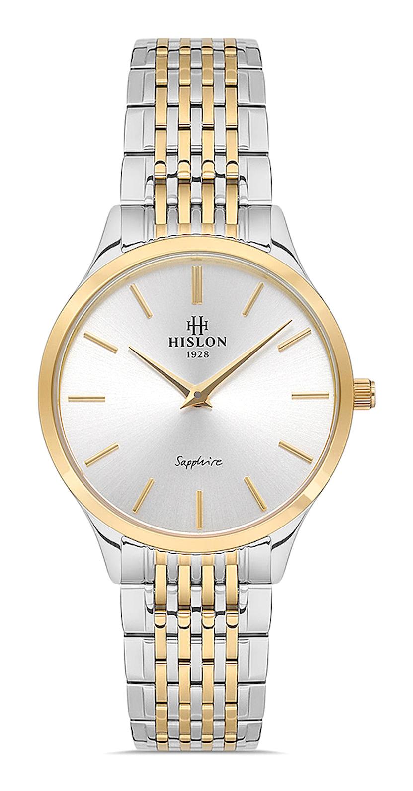 Hislon QL135T-02SG 30 mm Altın-Gri Çelik Kordon Analog Kadın Kol Saati