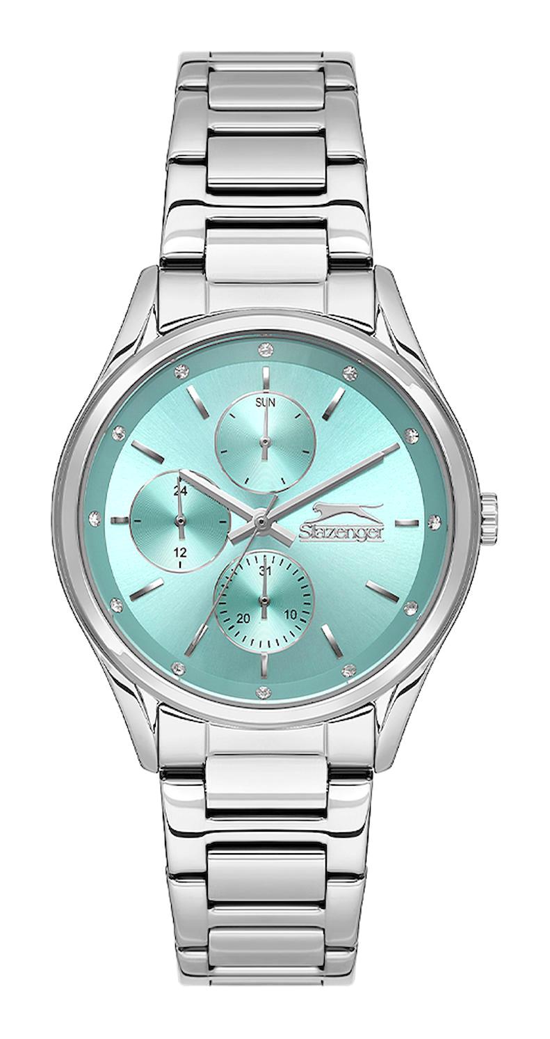 Slazenger SL.09.2229.4.06 Takvimli 36 mm Gri Çelik Kordon Analog Kadın Kol Saati