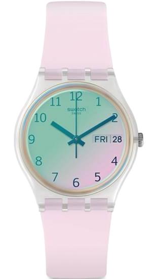 Swatch GE714 Takvimli 34 mm Pembe Plastik Kordon Analog Kadın Kol Saati