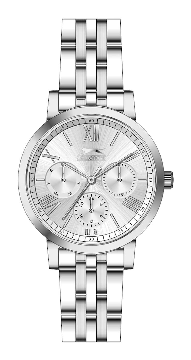 Slazenger SL.09.2171.4.01 Takvimli 36 mm Gri Çelik Kordon Analog Kadın Kol Saati