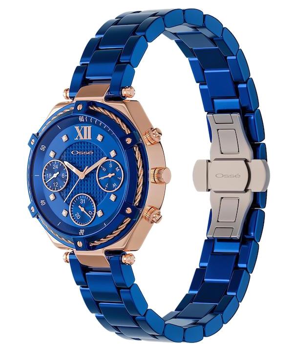 Osse 10110LE Takvimli 36.8 mm Lacivert Metal Kordon Analog Kadın Kol Saati