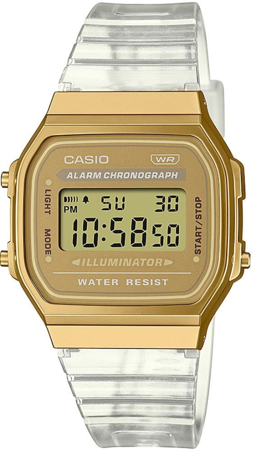 Casio A168XESG-9ADF Takvimli 36 mm Gri Silikon Kordon Dijital Kadın Kol Saati