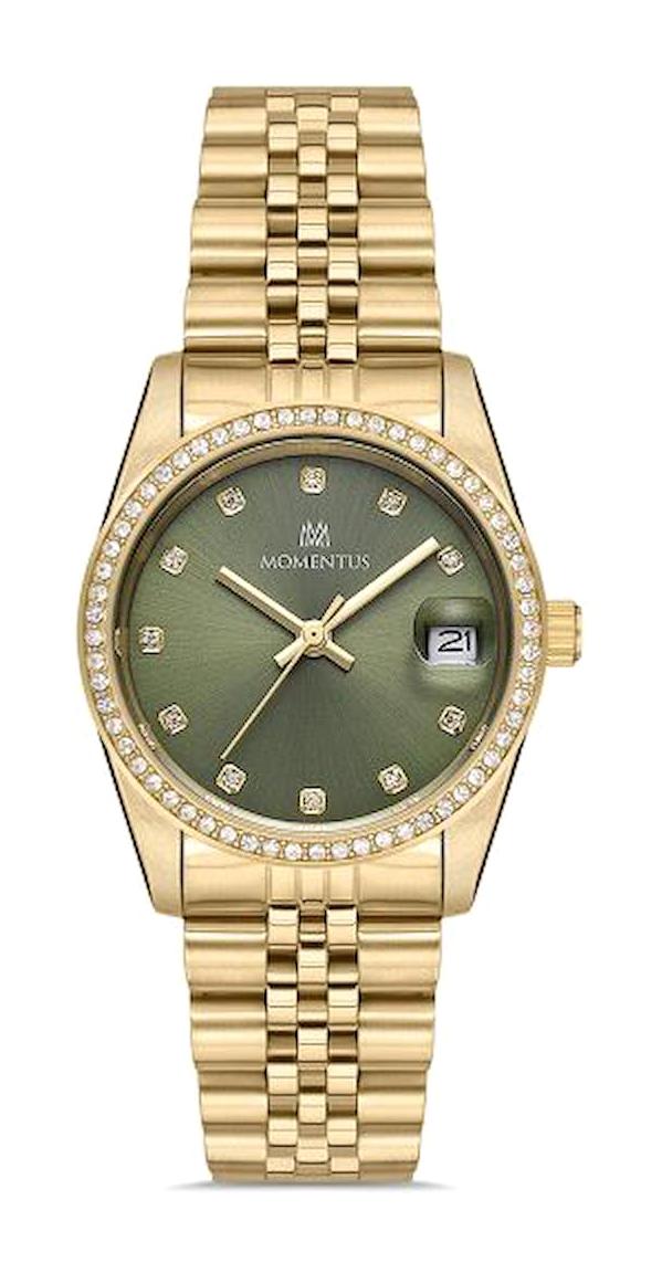 Momentus SW131G-15SG Takvimli 31 mm Altın Çelik Kordon Analog Kadın Kol Saati