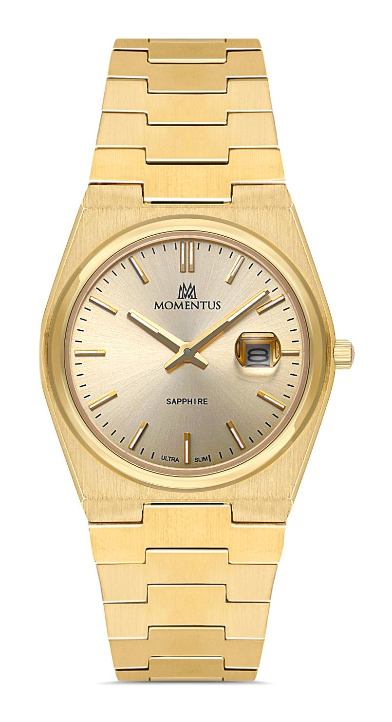 Momentus CS345G-08SG Takvimli 30 mm Altın Çelik Kordon Analog Kadın Kol Saati