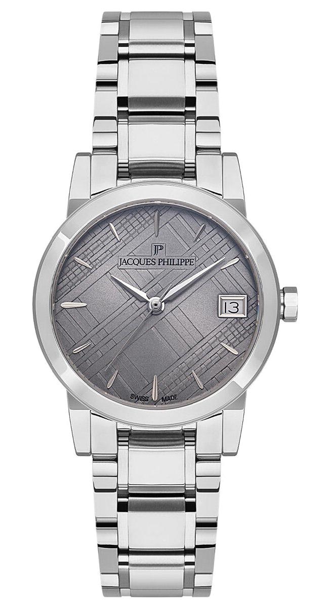 Jacques Philippe JPQLS311346 Takvimli 30 mm Gri Çelik Kordon Analog Kadın Kol Saati