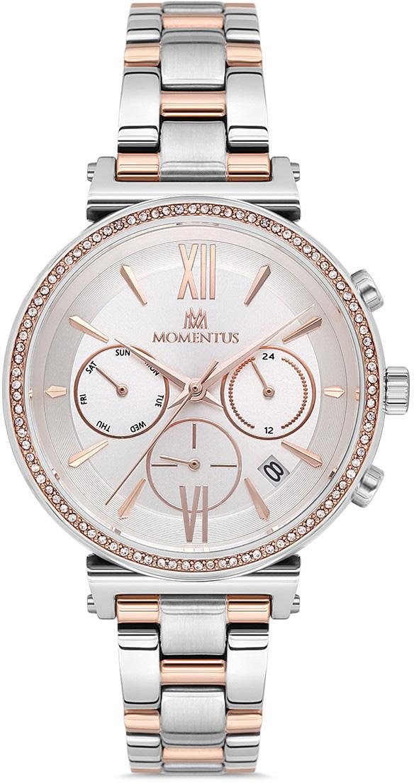 Momentus SS236T-02SR Takvimli 39 mm Gri-Rose Gold Çelik Kordon Analog Kadın Kol Saati