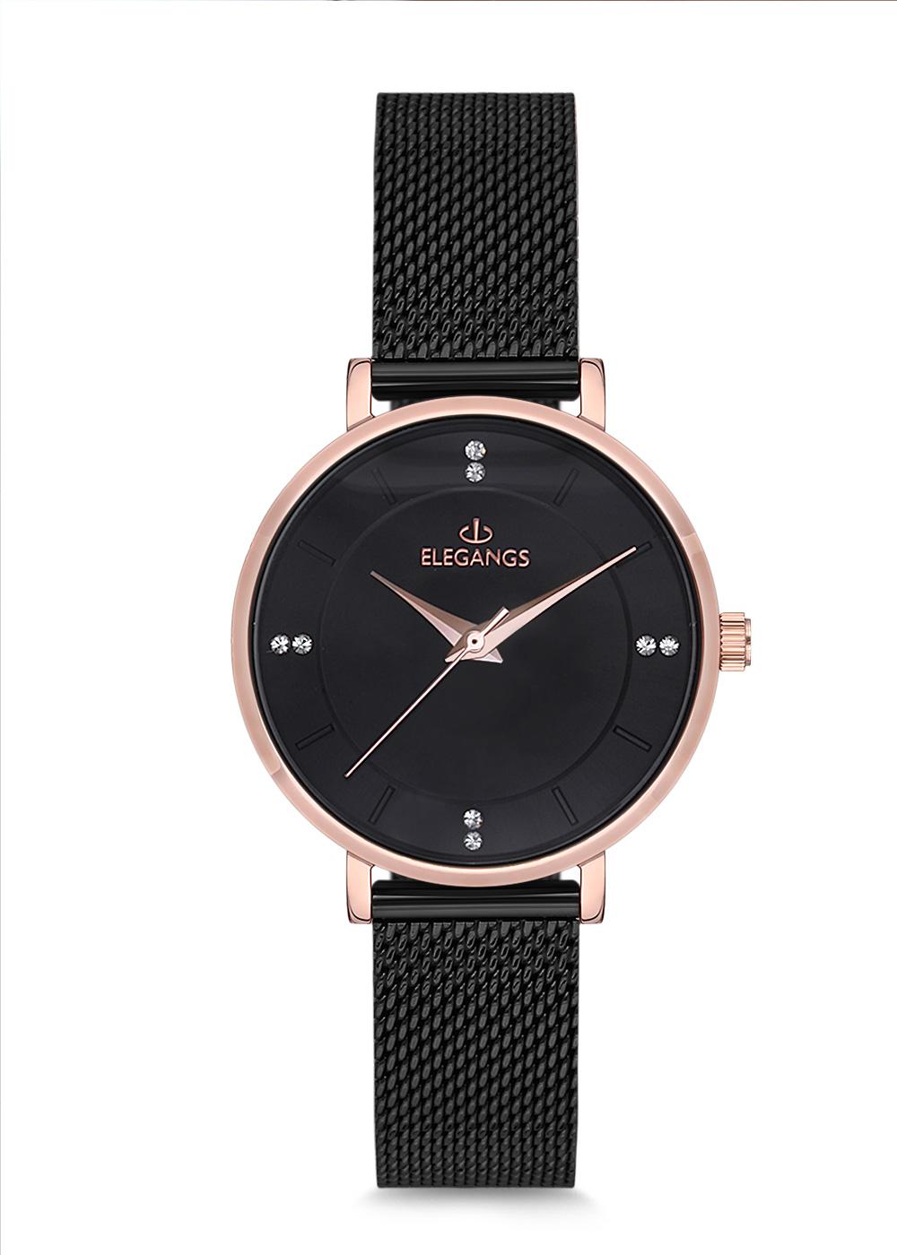 Elegangs EL2426.4 32 mm Siyah Hasır Kordon Analog Kadın Kol Saati