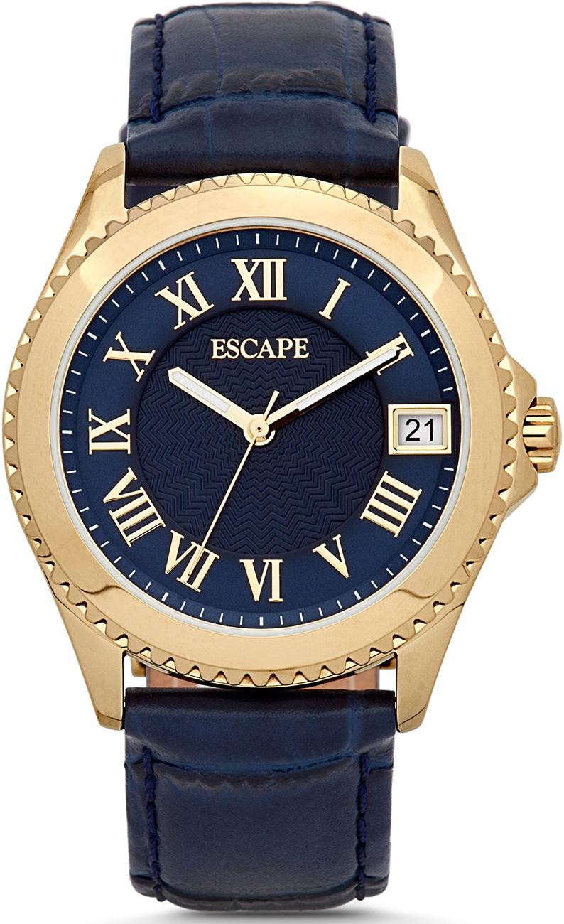 Escape EC1107-304 Takvimli 37 mm Lacivert Deri Kordon Analog Kadın Kol Saati