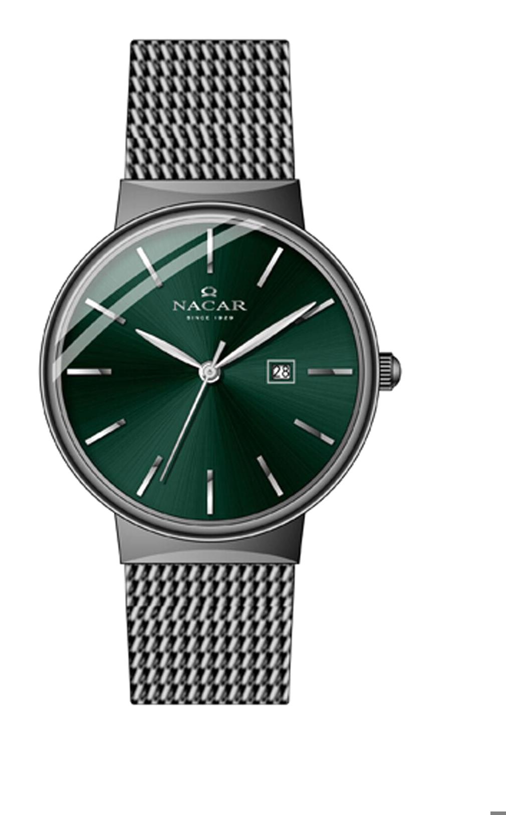 Nacar 390431-GNSM Takvimli 32 mm Antrasit Hasır Kordon Analog Kadın Kol Saati