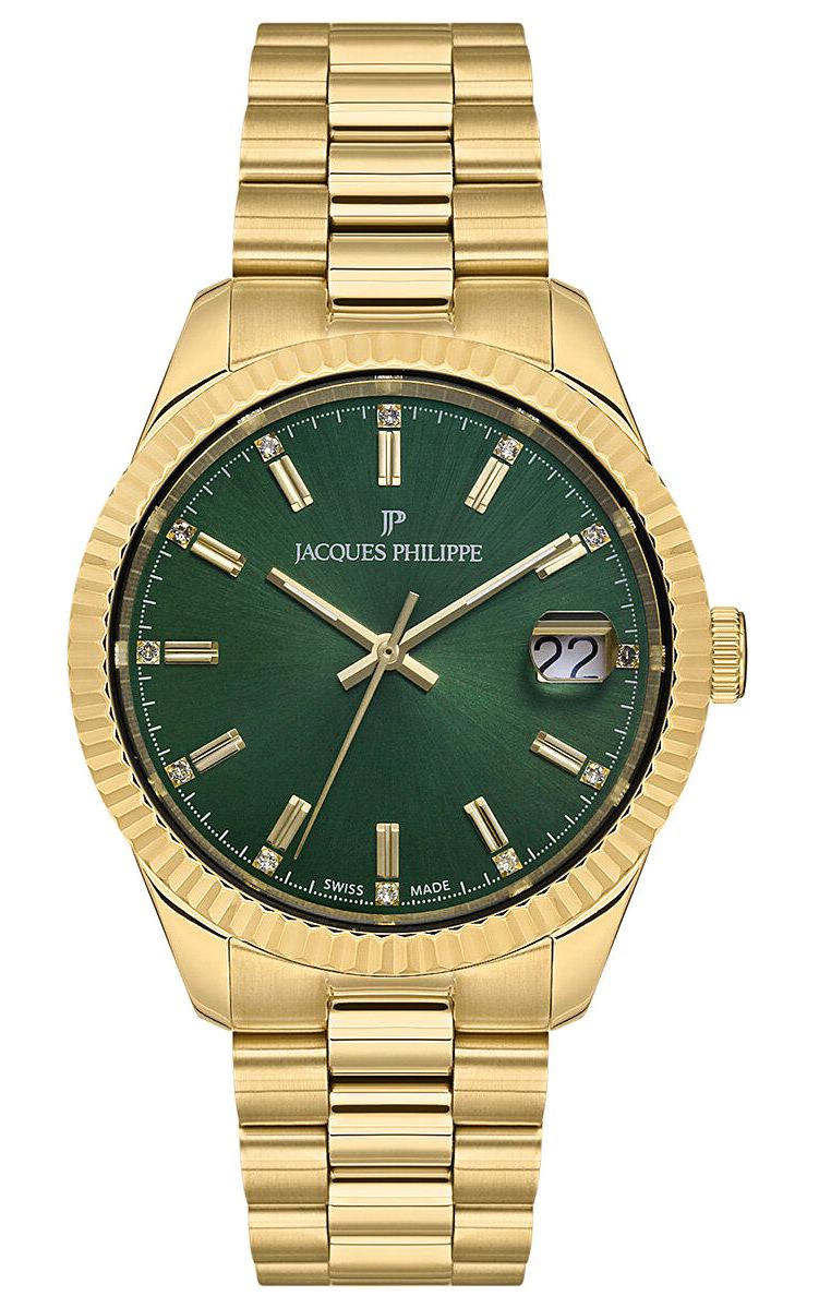 Jacques Philippe JPQLS2423X4 Takvimli 36 mm Altın Çelik Kordon Analog Kadın Kol Saati