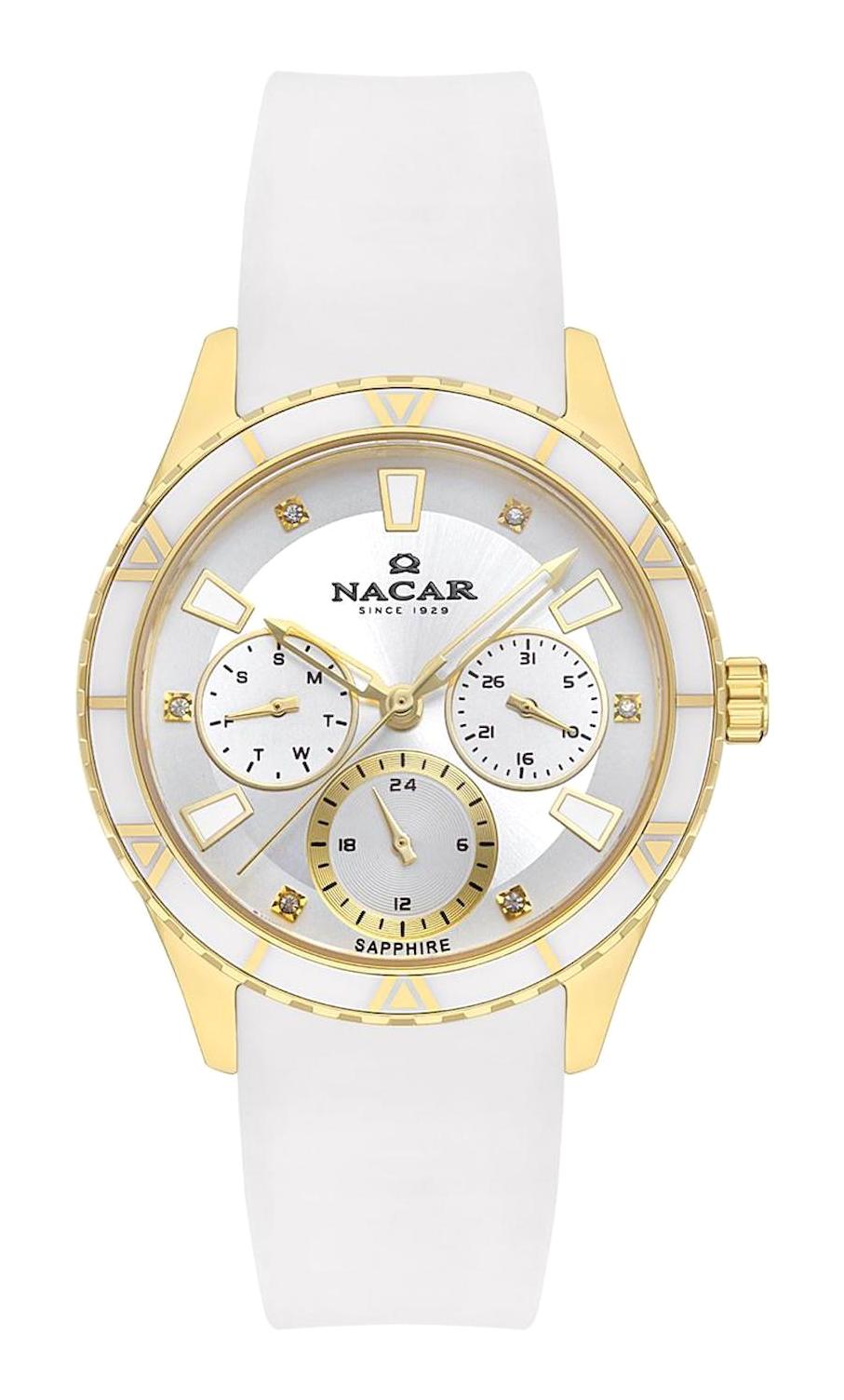 Nacar NC38-396350-DWS11 36 mm Beyaz Silikon Kordon Analog Kadın Kol Saati