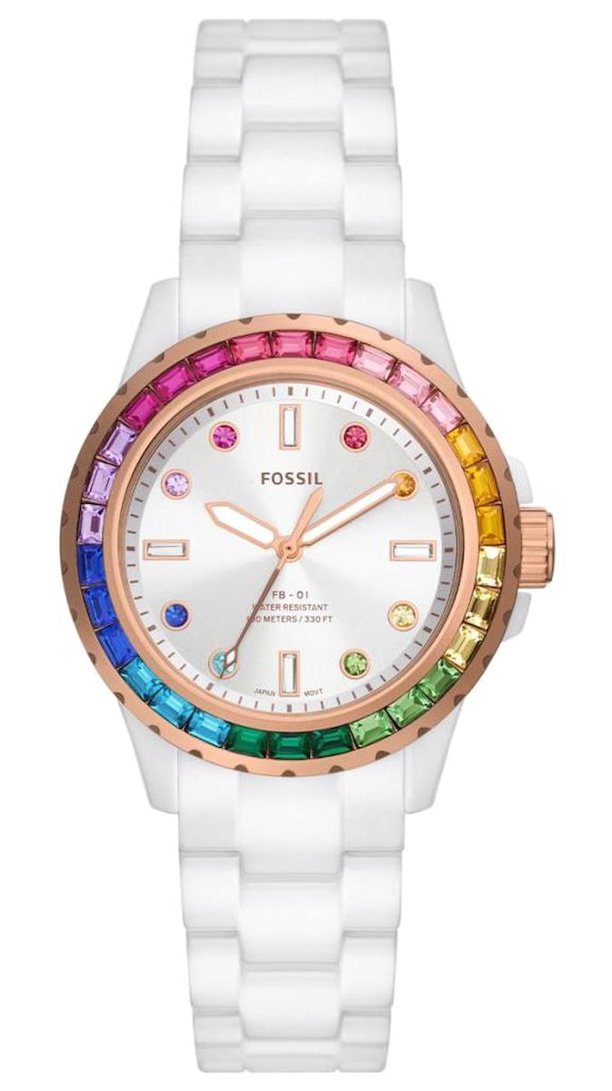 Fossil FCE1129 37 mm Beyaz Çelik Kordon Analog Kadın Kol Saati
