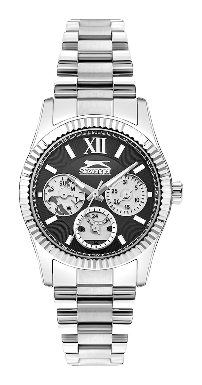 Slazenger SL.09.2317.4.02 Takvimli 34 mm Gri Çelik Kordon Analog Kadın Kol Saati