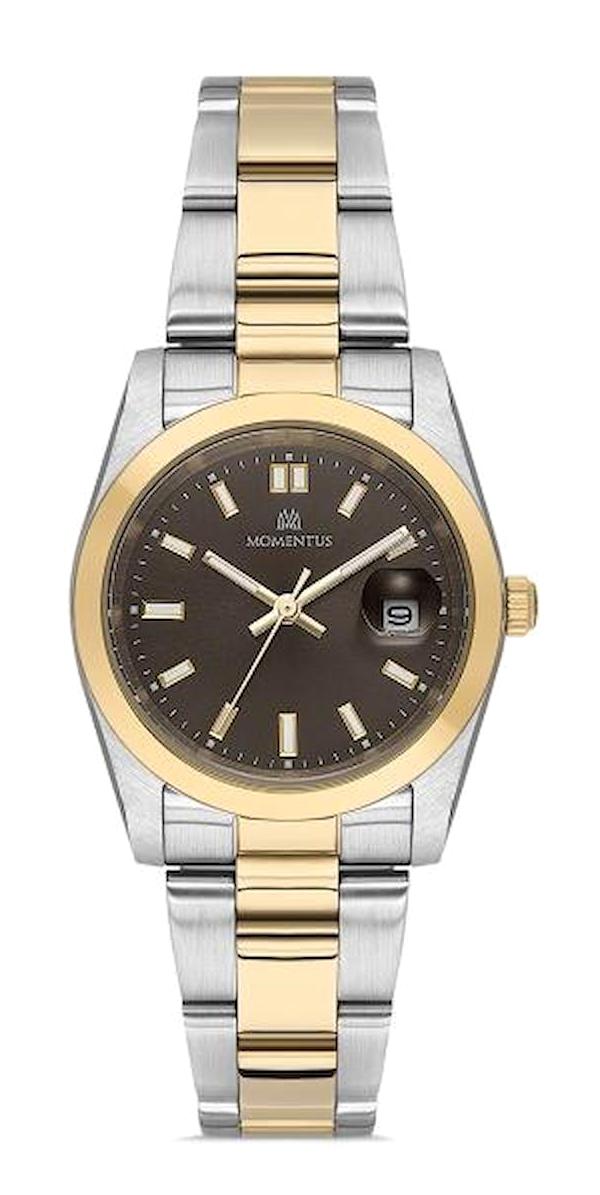Momentus CW136T-03SG Takvimli 31 mm Altın-Gri Çelik Kordon Analog Kadın Kol Saati