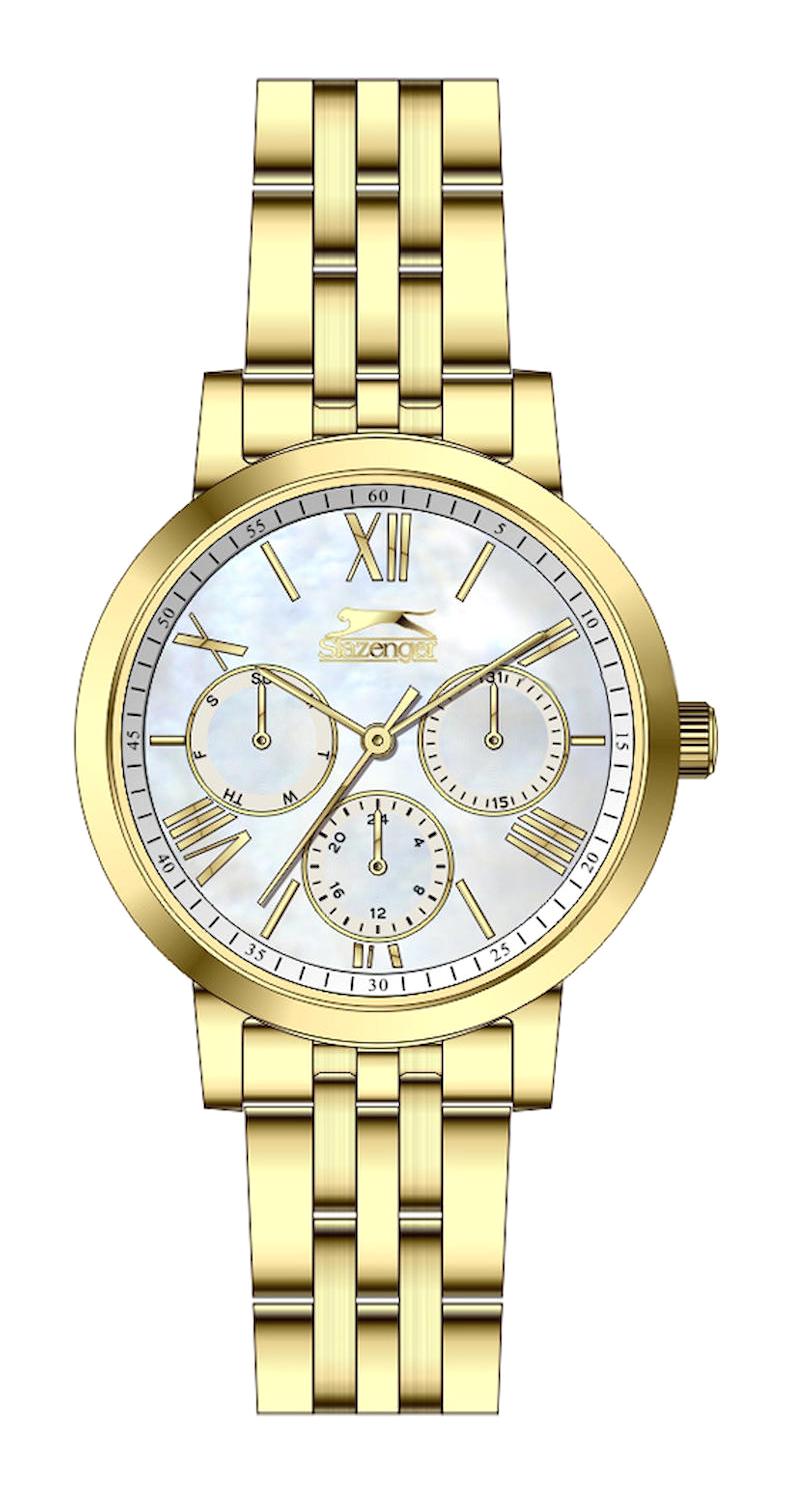 Slazenger SL.09.2171.4.03 Takvimli 36 mm Altın Çelik Kordon Analog Kadın Kol Saati