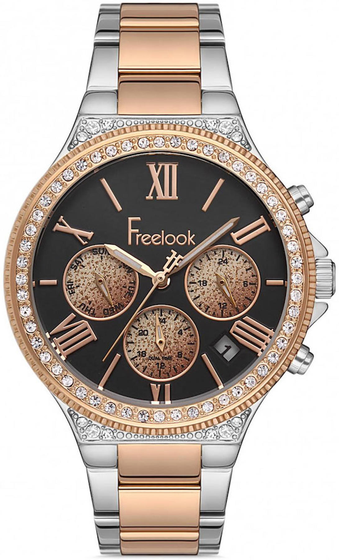 Freelook FL.1.10289.5 38 mm Gri-Rose Gold Çelik Kordon Analog Kadın Kol Saati
