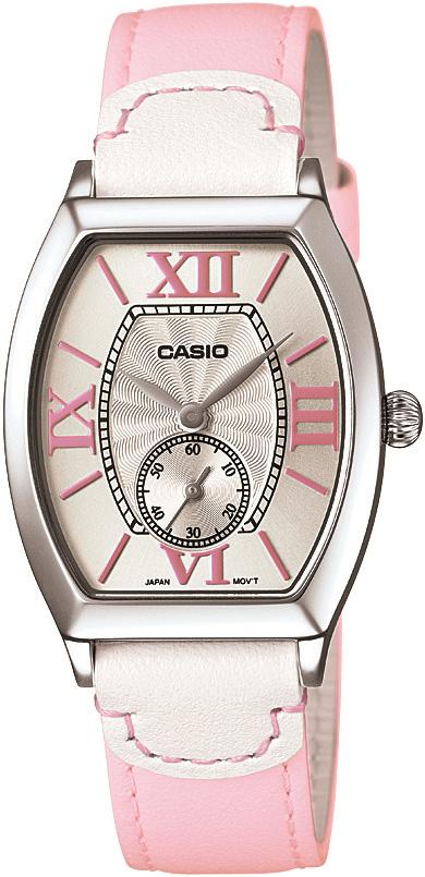 Casio LTP-E114L-4A1 30 mm Pembe Deri Kordon Analog Kadın Kol Saati