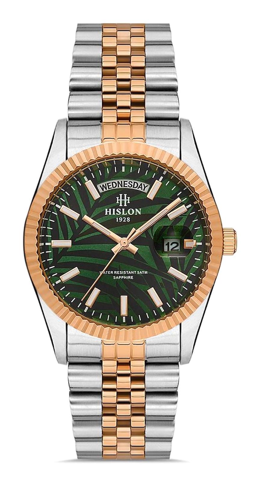 Hislon QL126T-15SR Takvimli 36 mm Gri-Rose Gold Çelik Kordon Analog Kadın Kol Saati