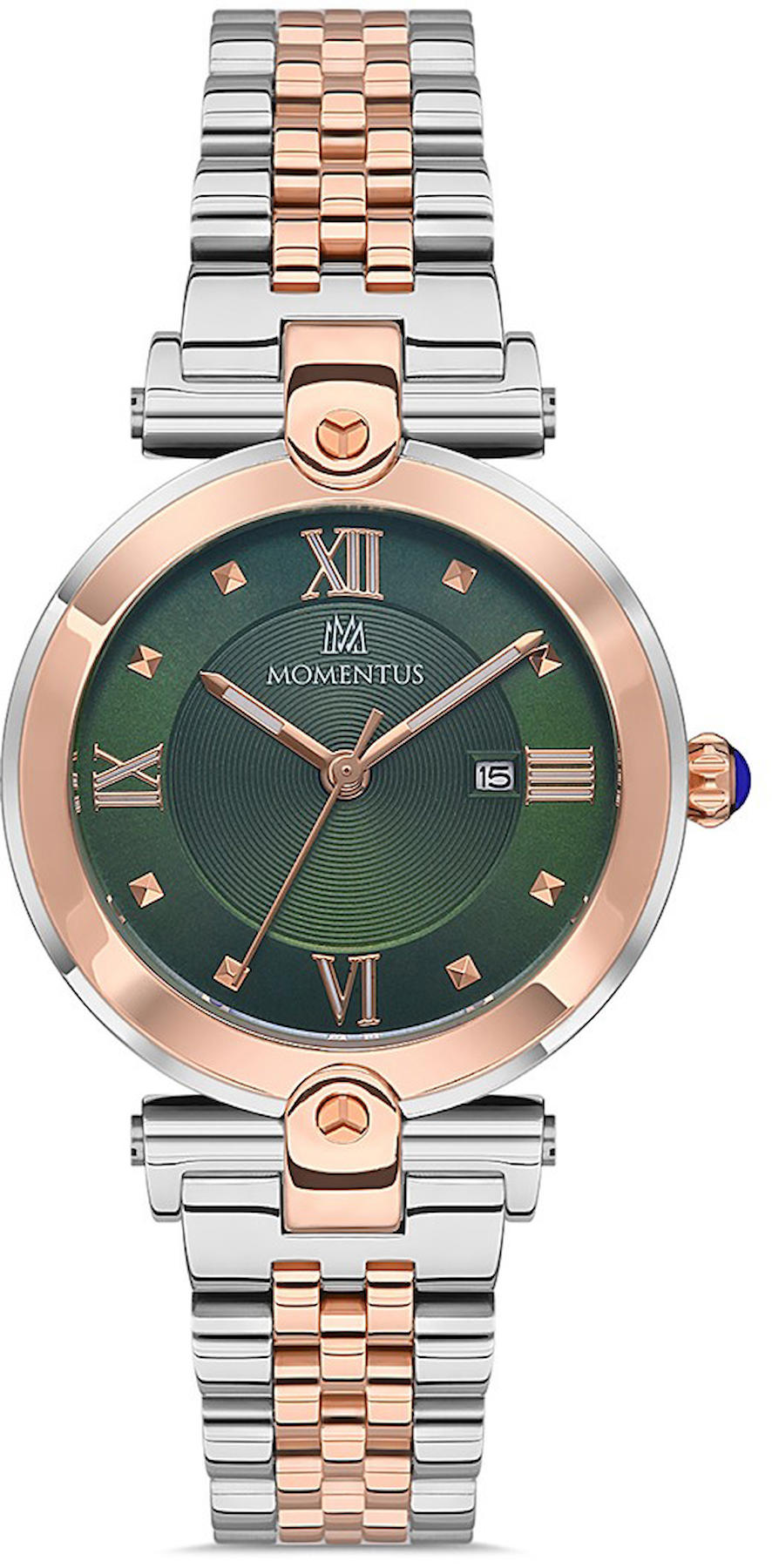 Momentus CS380T-15SR Takvimli 32 mm Gri-Rose Gold Çelik Kordon Analog Kadın Kol Saati