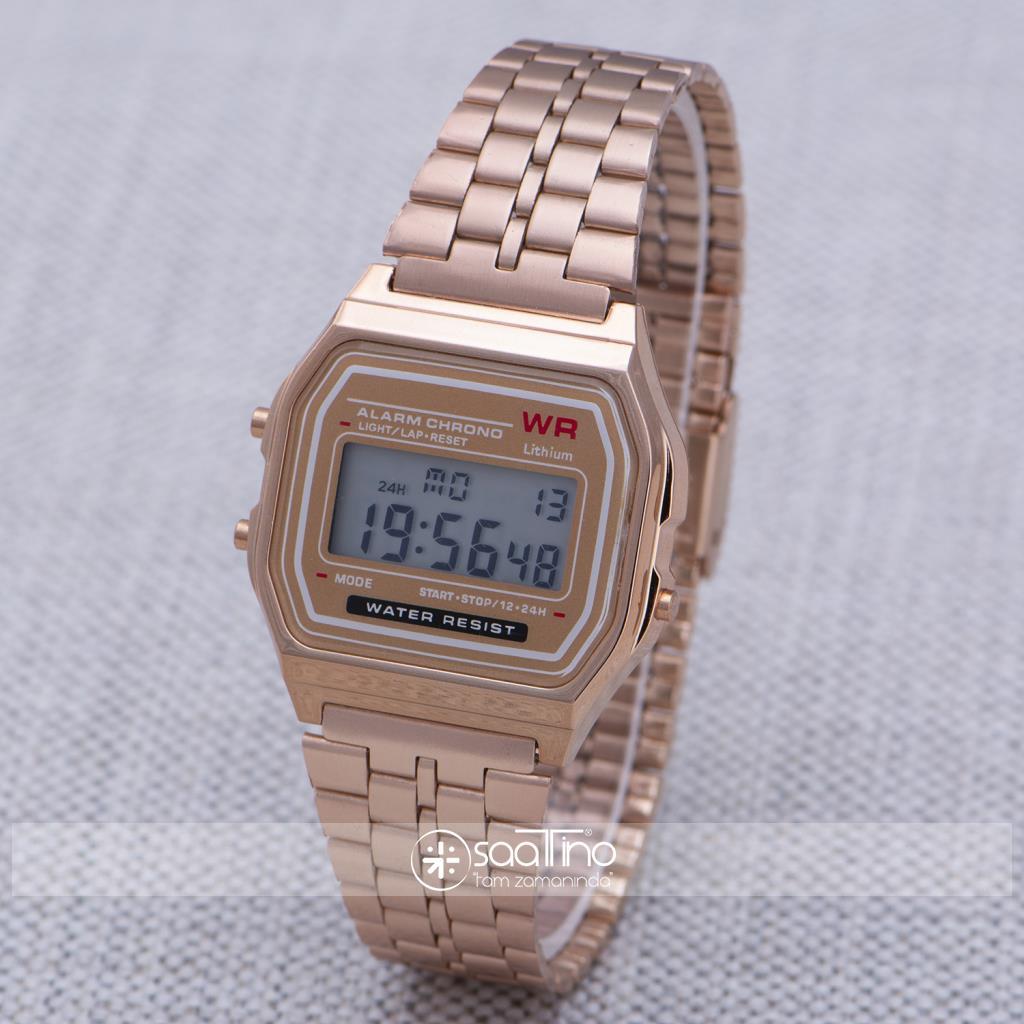 Saattino ST-303939 Takvimli 35 mm Rose Gold Çelik Kordon Dijital Unisex Kol Saati