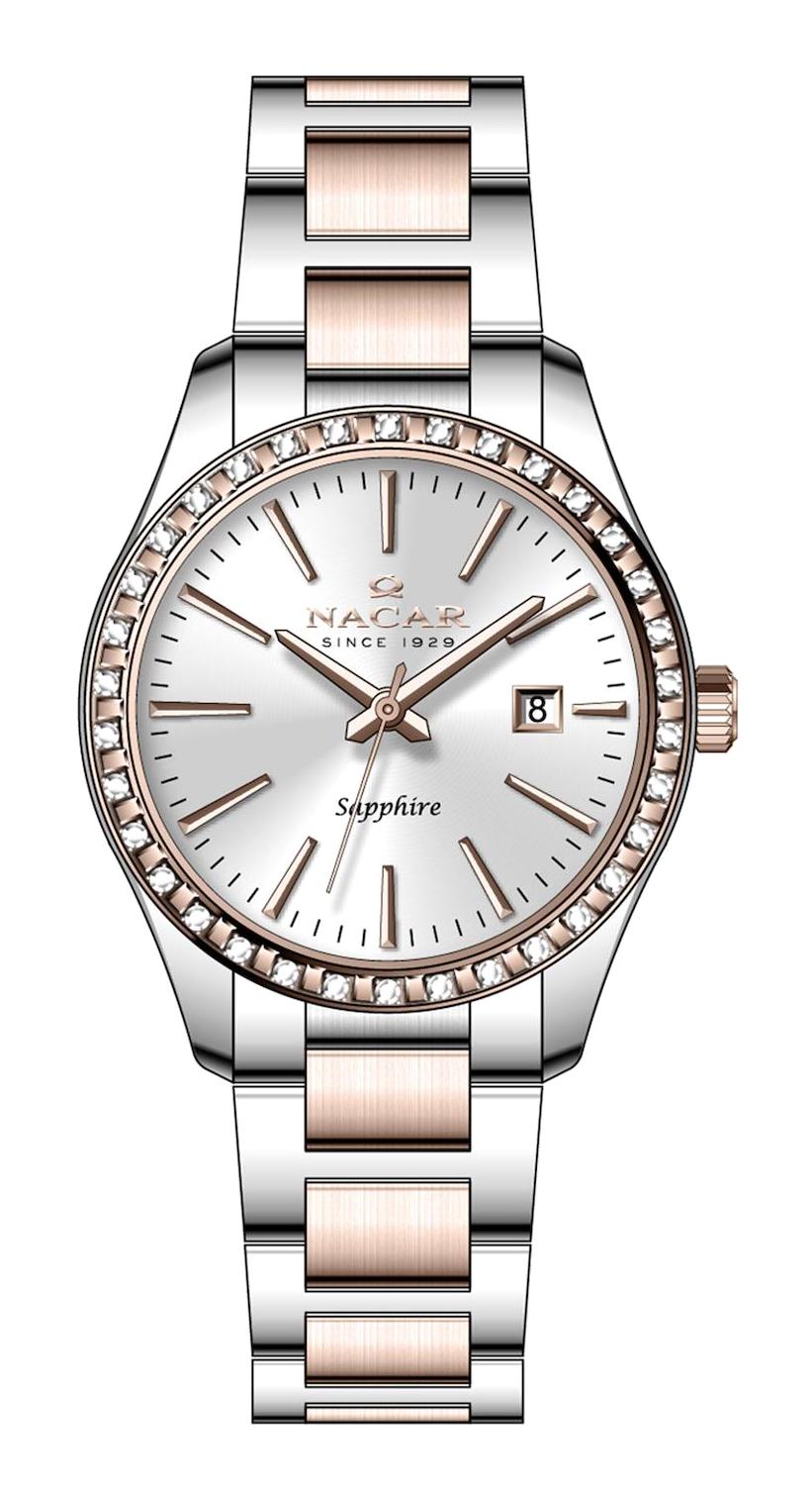 Nacar NC33-398305-EWMS Takvimli 32 mm Gri-Rose Gold Çelik Kordon Analog Kadın Kol Saati