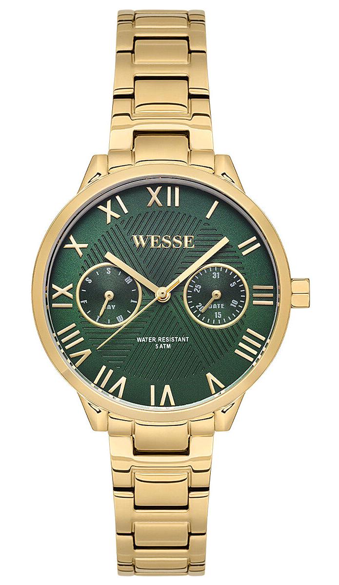 Wesse WWL303003 Takvimli 34 mm Altın Çelik Kordon Analog Kadın Kol Saati