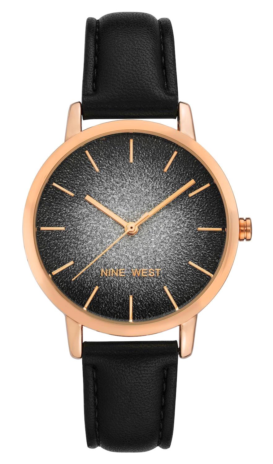 Nine West NW-2604RGBK 36 mm Siyah Deri Kordon Analog Kadın Kol Saati