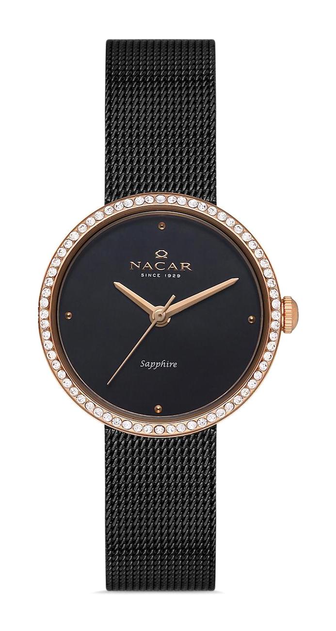 Nacar NC17-3920594-RBMS 26 mm Siyah Hasır Kordon Analog Kadın Kol Saati