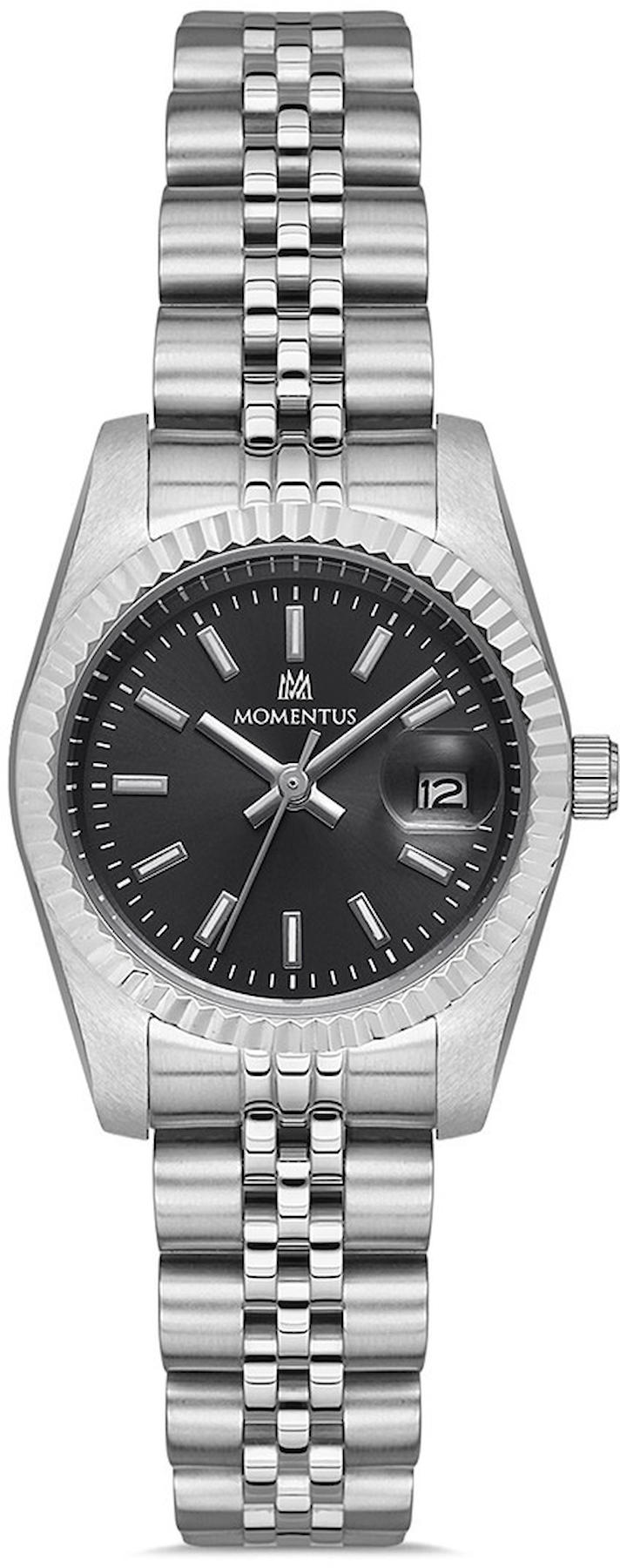 Momentus CW135S-04SS Takvimli 26 mm Gri Çelik Kordon Analog Kadın Kol Saati