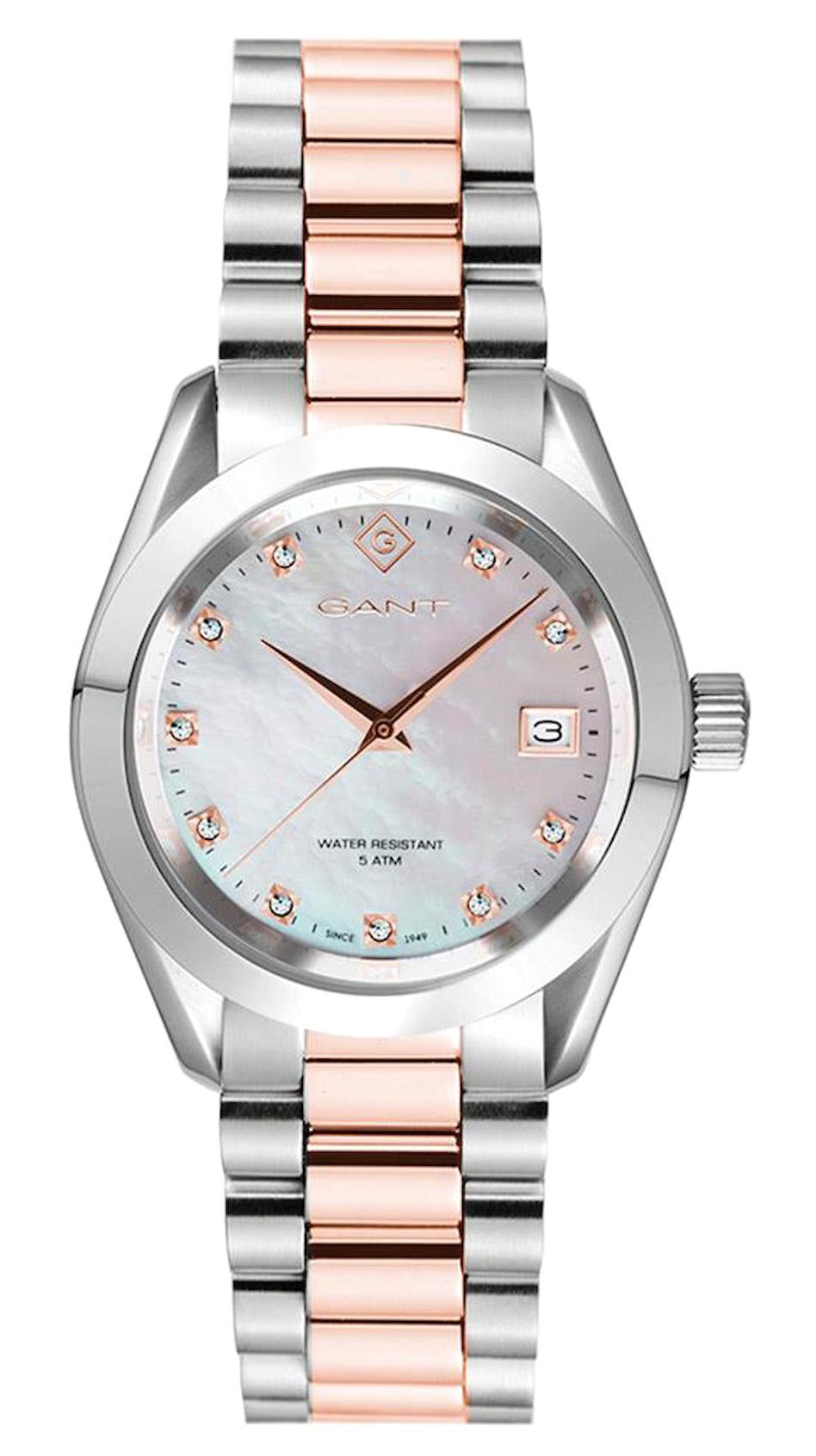 Gant G176104 Takvimli 35 mm Gri Çelik Kordon Analog Kadın Kol Saati