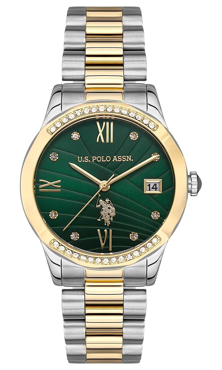 U.S. Polo Assn USPA2059-08 Takvimli 36 mm Altın-Gri Çelik Kordon Analog Kadın Kol Saati