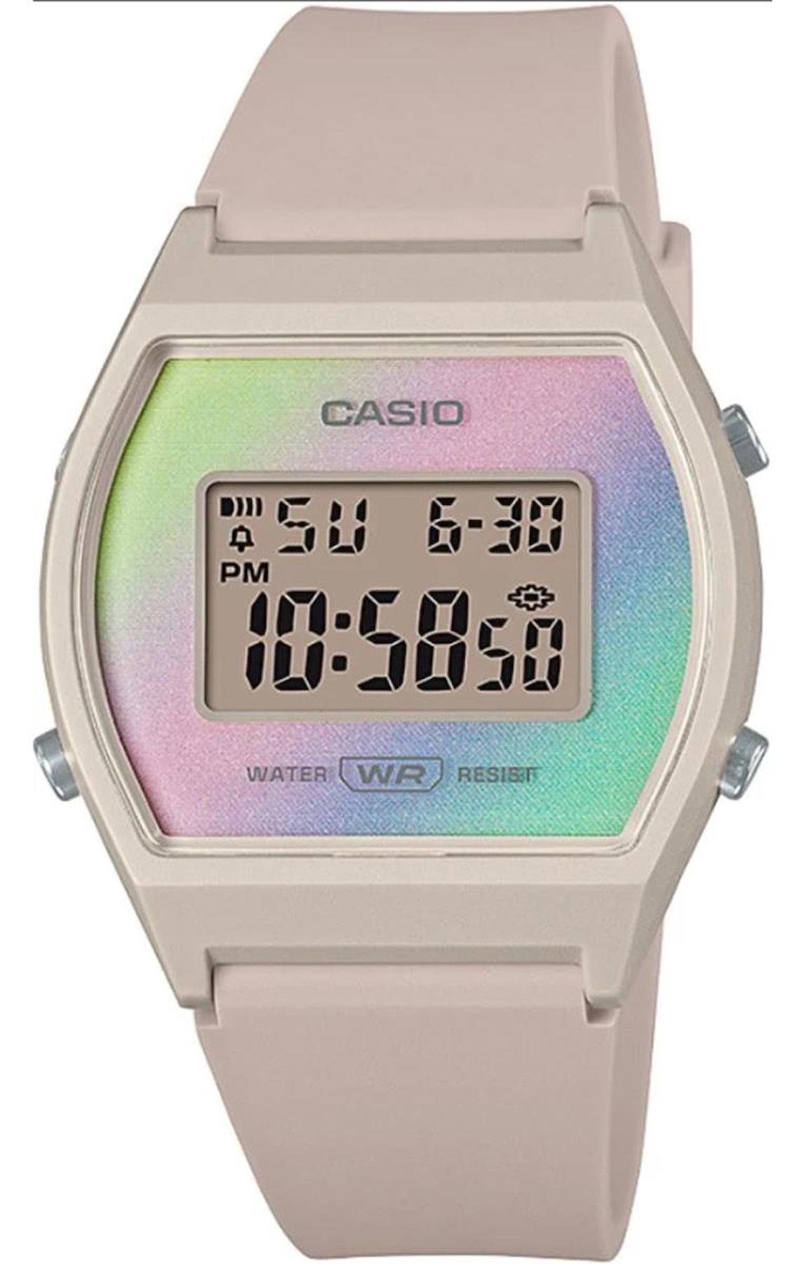 Casio LW-205H-4ADF Takvimli 35 mm Krem Silikon Kordon Dijital Kadın Kol Saati