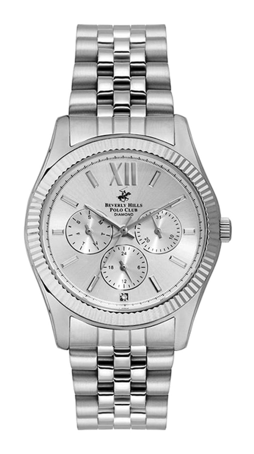 Beverly Hills Polo Club BP3082C.330 38 mm Gri Çelik Kordon Analog Kadın Kol Saati