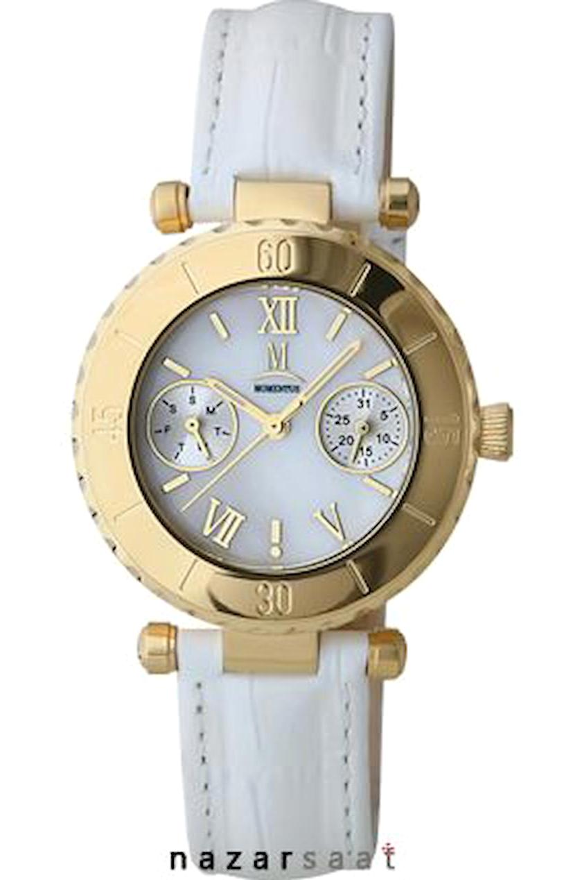 Momentus TC100G-09BG Takvimli 34 mm Beyaz Deri Kordon Analog Kadın Kol Saati