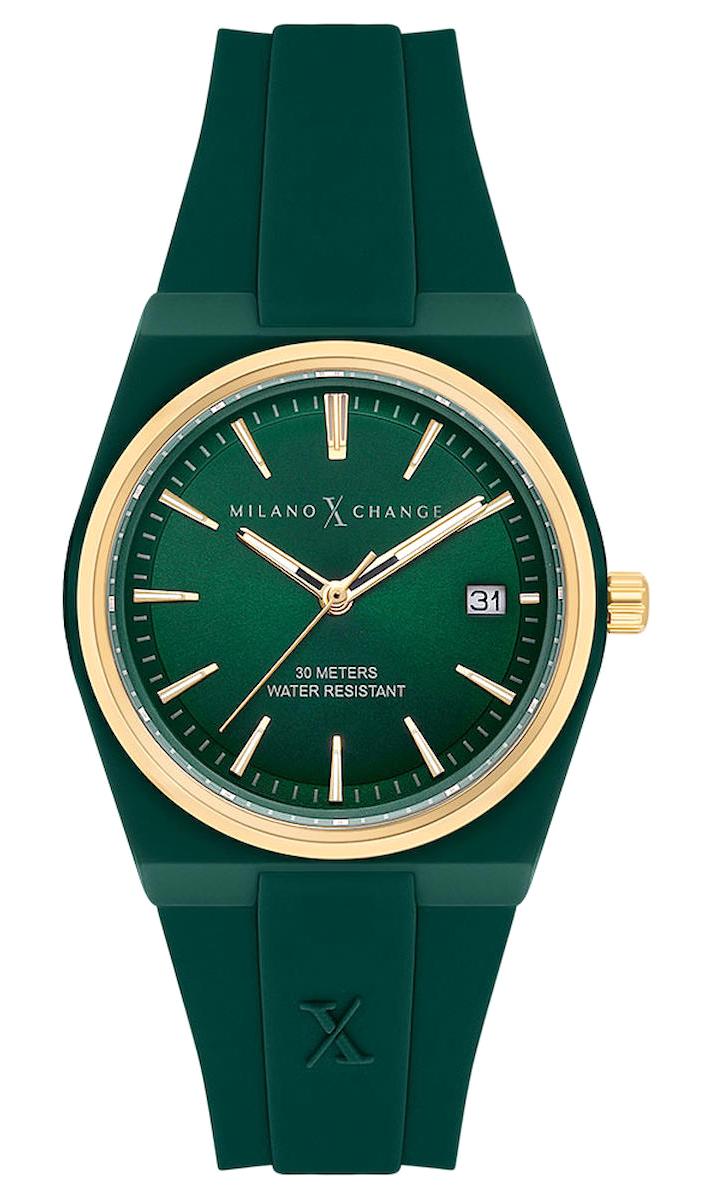 Milano X Change MXL5116 Takvimli 34 mm Yeşil Silikon Kordon Analog Kadın Kol Saati
