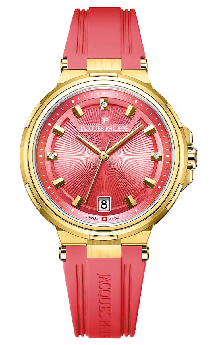 Jacques Philippe JPQLS4524XXPF Takvimli 36 mm Kırmızı Silikon Kordon Analog Kadın Kol Saati