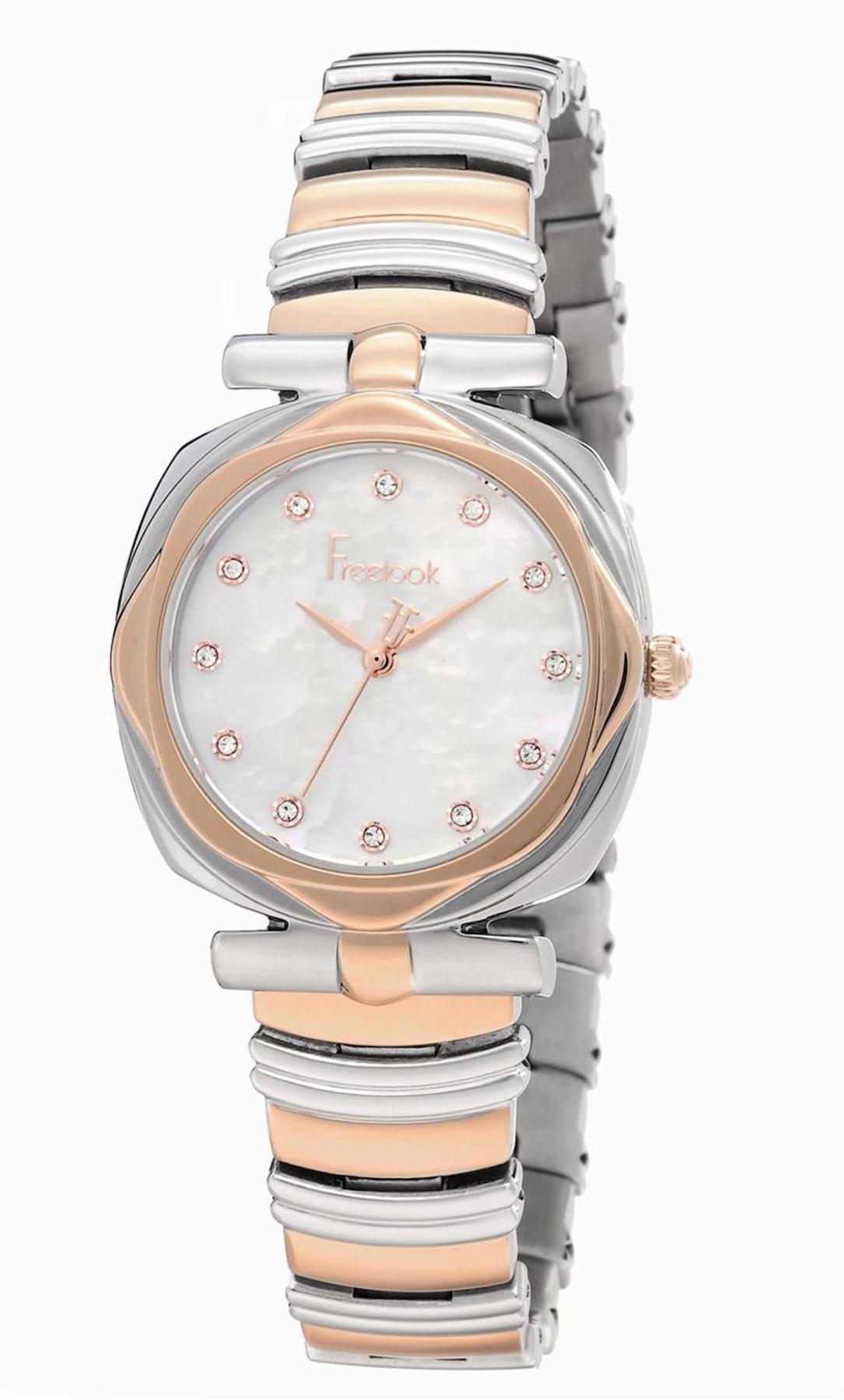 Freelook FL.1.10077.4 35 mm Gri-Rose Gold Metal Kordon Analog Kadın Kol Saati