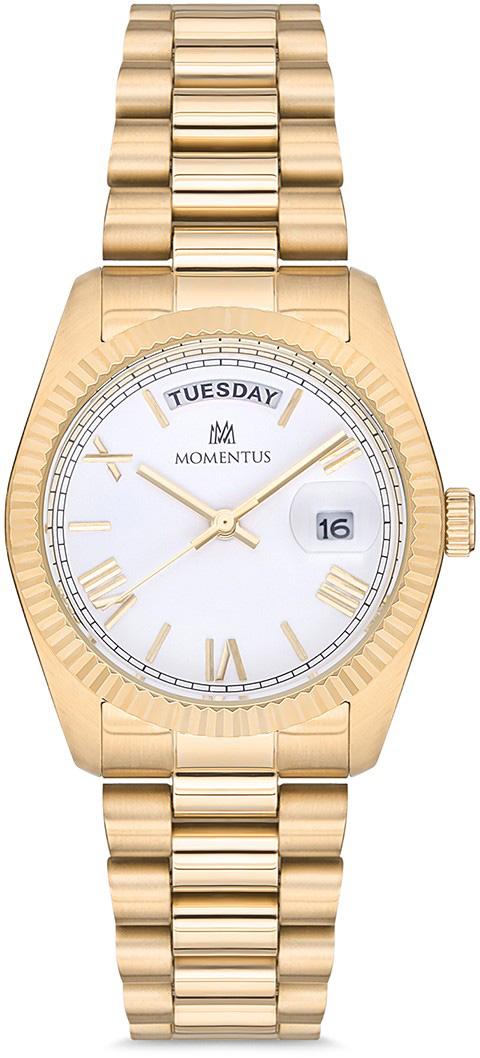 Momentus CW134G-01SG Takvimli 34 mm Altın Çelik Kordon Analog Kadın Kol Saati