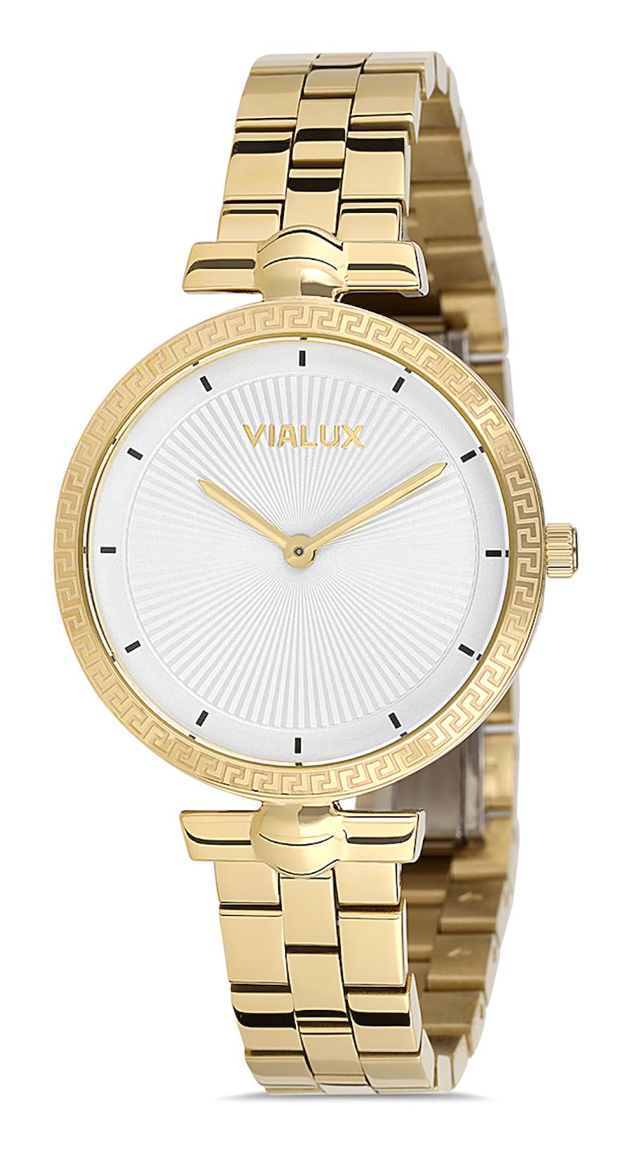 Vialux LJ480G-02SG 30 mm Altın Çelik Kordon Analog Kadın Kol Saati
